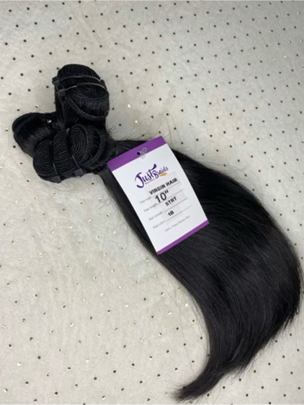 10" Straight Virgin Hair Weft - 1B Natural Black
